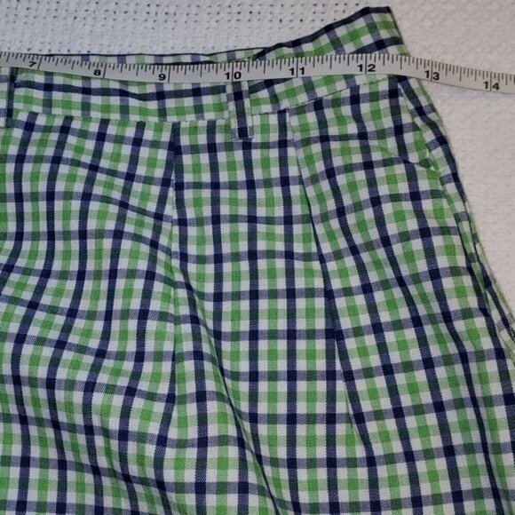 Vintage 1970's Handmade Zippered Sz. 25 Blue & Green Striped Midi Skirt - Picture 4 of 9